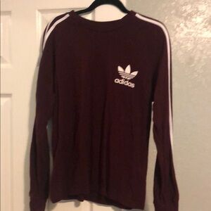 Adidas Burgundy Long Sleeve with White Stripes